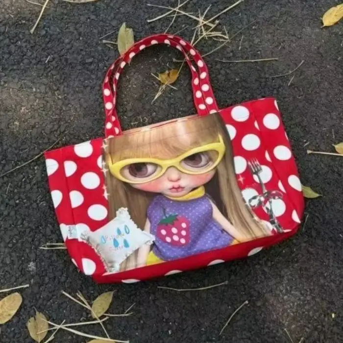 Sac fourre-tout imprimé Y2K Cartoon Big Eye Girl