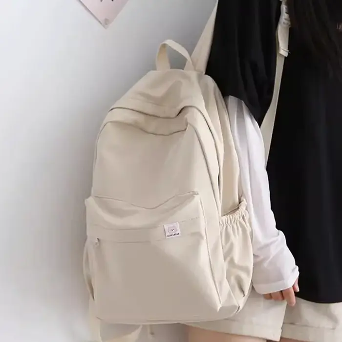 Doux doux fille couleur unie grande capacité étudiant sac à dos nouveau style pour hommes et femmes étudiants simple à la mode