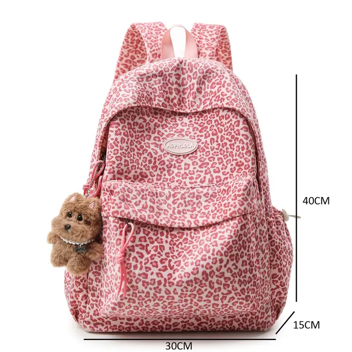 Matériel en daim imprimé léopard femme sac à dos école livre sacs pour adolescentes