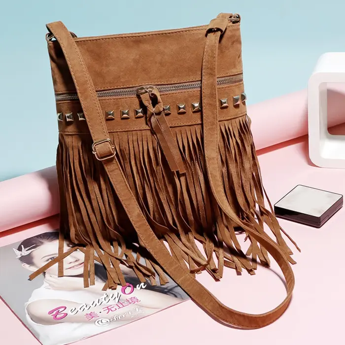 Sac messager design frange avec sangle réglable