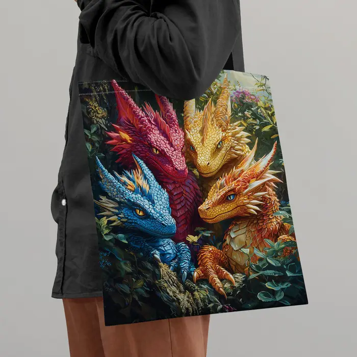 Dragon Lore Bold Fantasy Dragons Sac fourre-tout en polyester durable Sac à bandoulière design à la mode Shopping et usage quotidien Sac à main