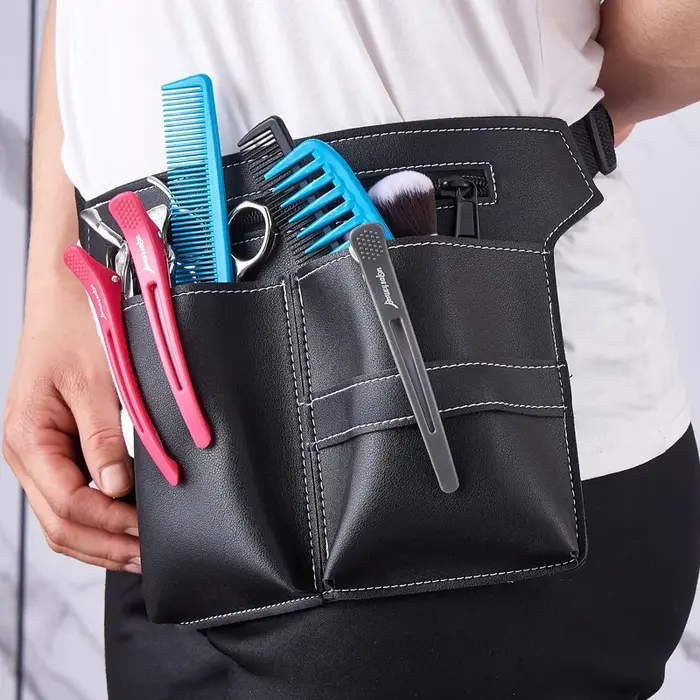 1PC coiffeur ciseaux sac Salon barbier PU cuir taille pochette avec ceinture