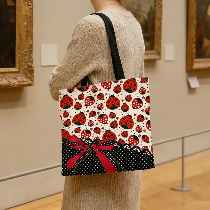 Sac fourre-tout en toile à pois coccinelle