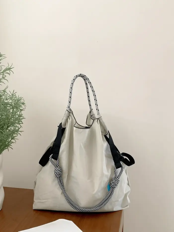 Sac à bandoulière pour femme, design simple de style japonais, sac de shopping brodé, sac fourre-tou