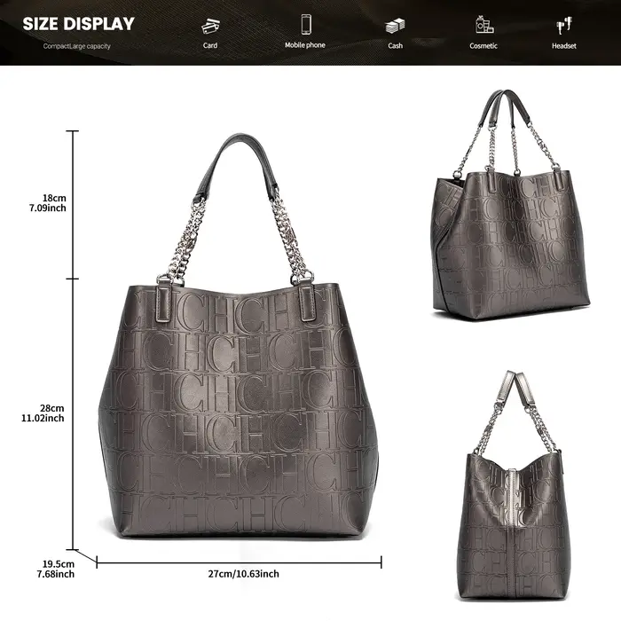 Sac à Main Rétro Classique avec Lettre Design pour Femme, Sacoche de Grande Capacité, Solide, Nouvel