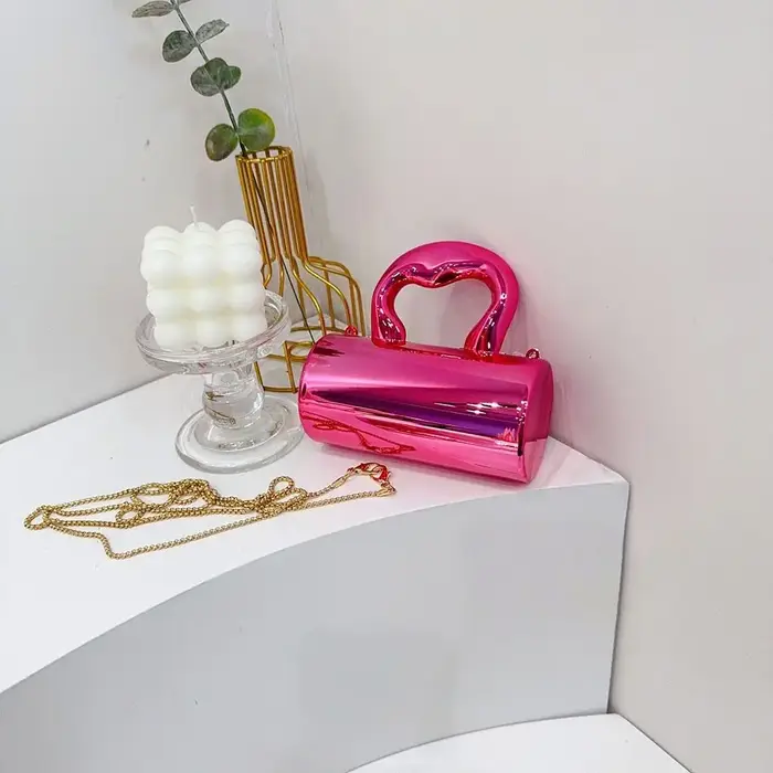 Pochette Mini Portable Dorée Scintillante de Luxe en Acrylique Sac à Main Bandoulière pour Femme