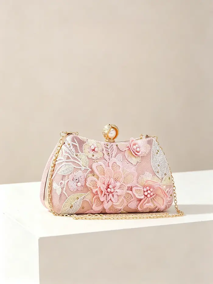 Pochette de soirée de luxe perlée pour femme