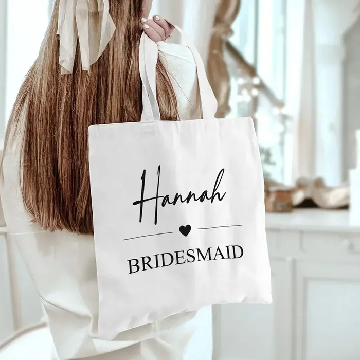 Sac fourre-tout en toile de mariage personnalisé
