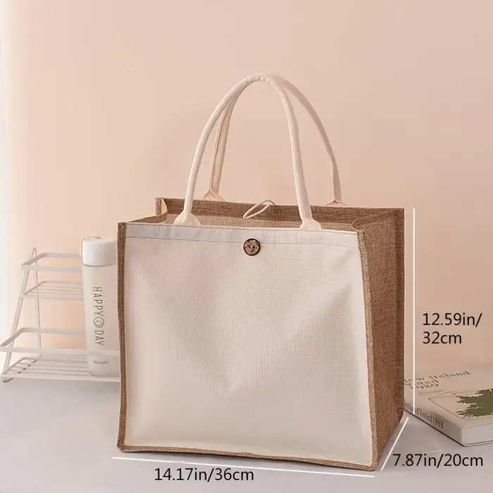 Nouveau sac fourre-tout en lin de style vertical, sac cadeau simple de couleur unie, sac de shopping à la mode