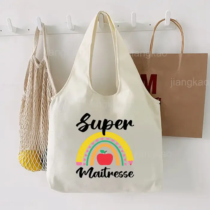 Marci Maitresse Sac fourre-tout imprimé Littérature Sac à bandoulière Illustration Fille Livre Sac Voyage Harajuku Toile Sac à main Cadeau pour enseignant
