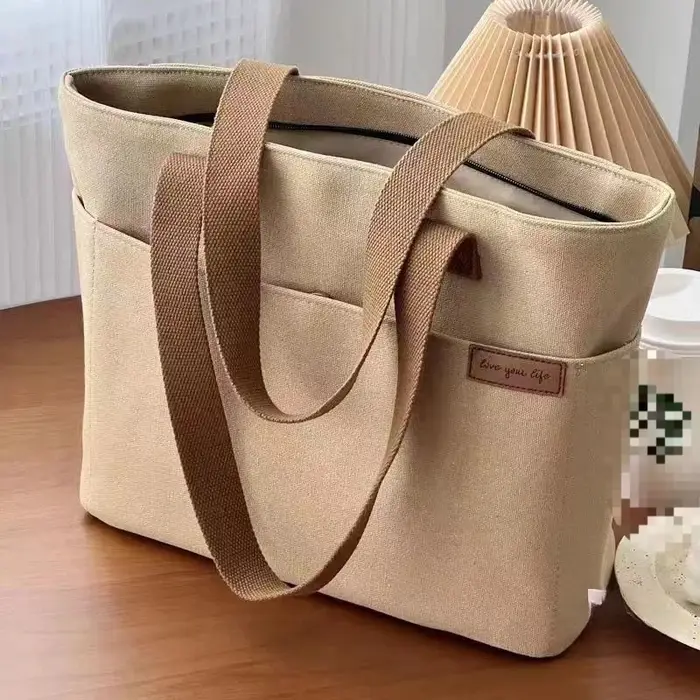 Sac fourre-tout en toile grande capacité à bandoulière pour femmes, idéal pour les cours et les traj