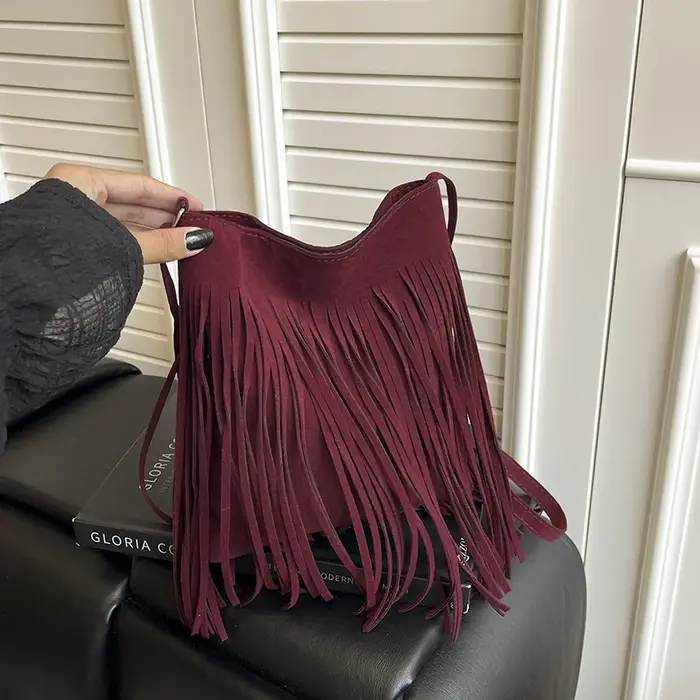 Nouveau sac bandoulière style bohème à franges