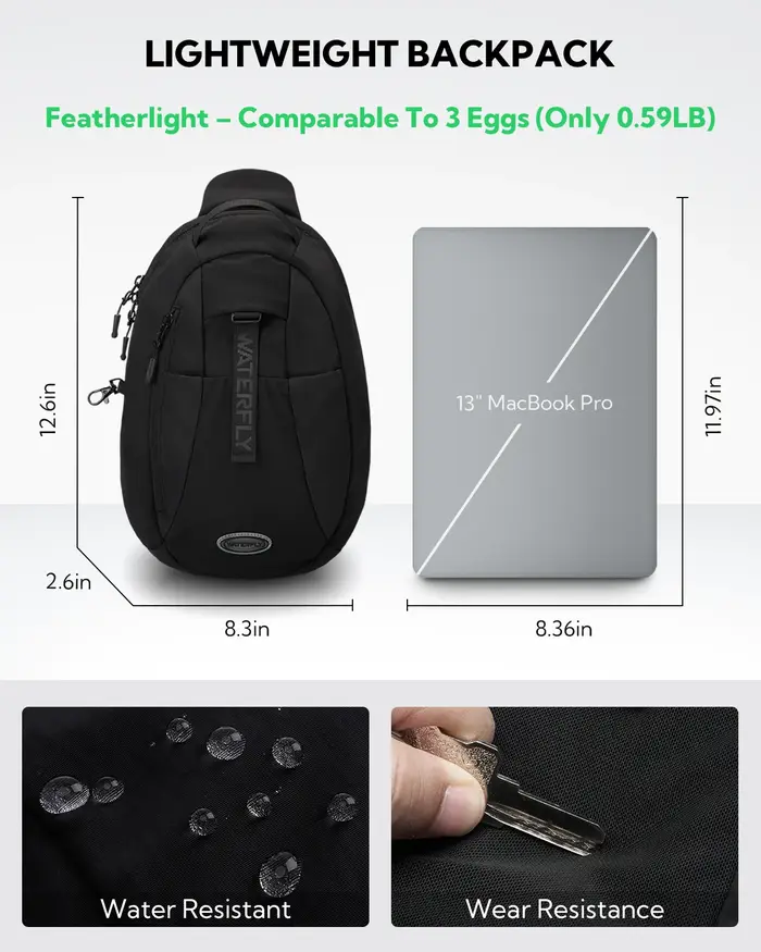 Sac à bandoulière antivol WATERFLY avec blocage RFID – Petit sac de poitrine