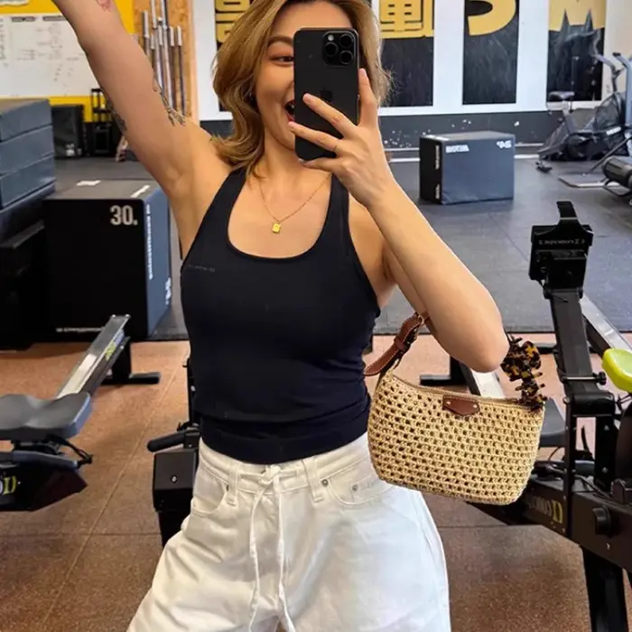 Sac à bandoulière pour femme en tricot épaissi à motif treillis