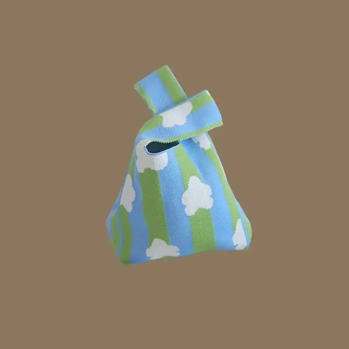 Mini sac de poignet à nœud pour femmes, sacs à main tricotés à la main, fourre-tout décontracté coré