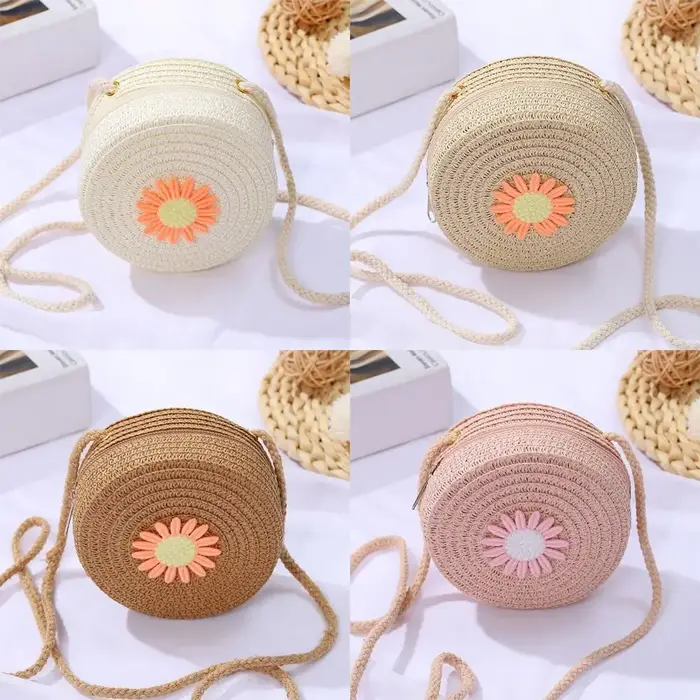 Sac rond en paille tressé pour femme