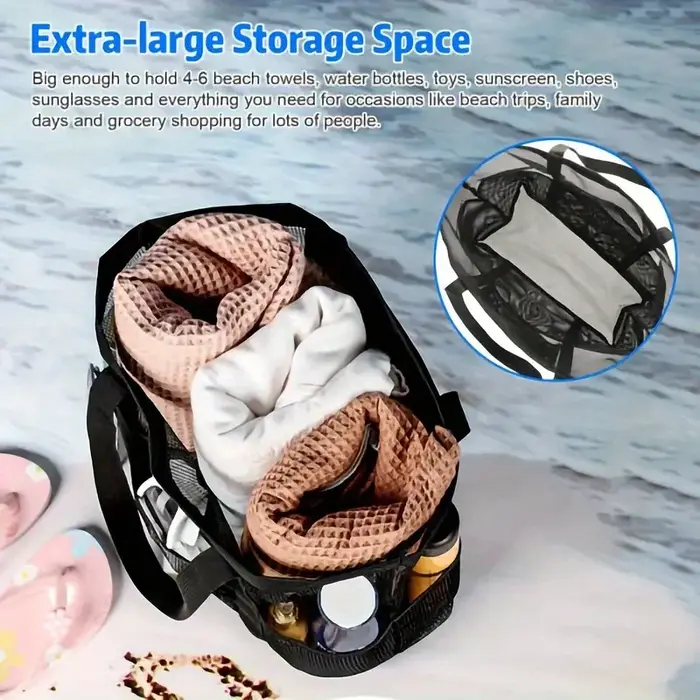 Sac de plage pliable en maille