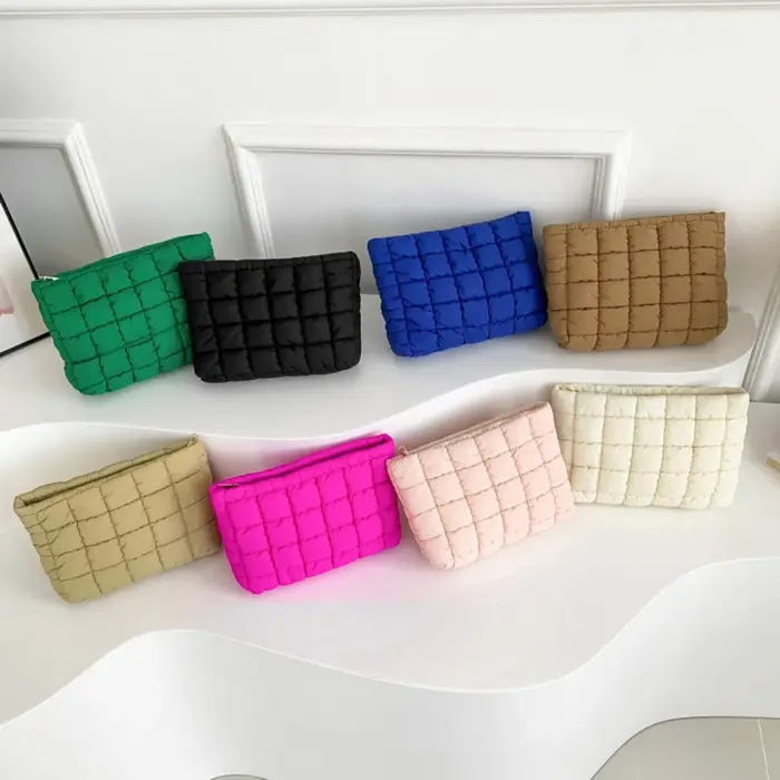 Pochette à cosmétiques rembourrée en coton pour femmes