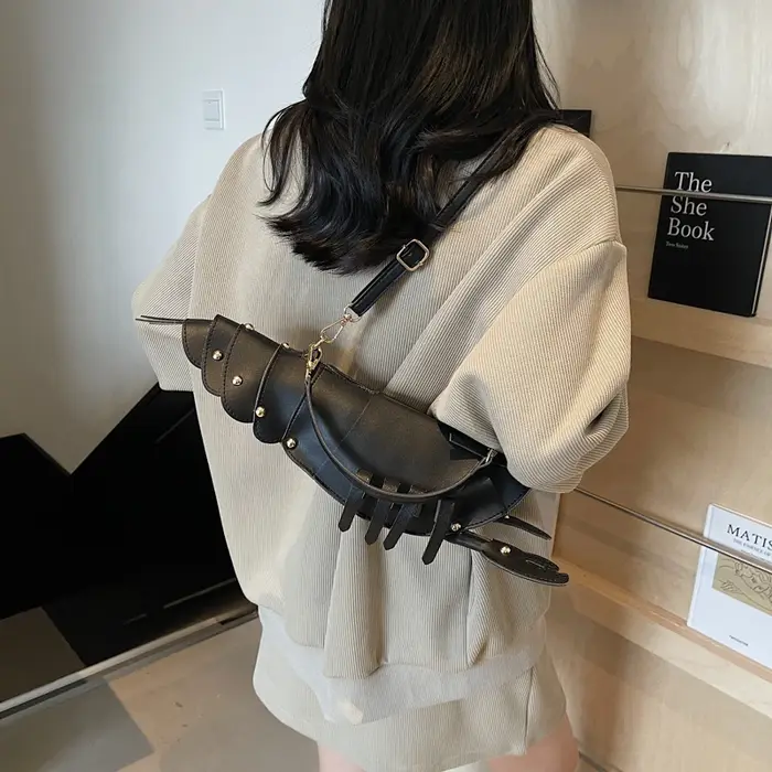 Niche en forme de homard 2025, sacs de bonne qualité pour dames, couleur unie, rivets, sacs à bandou