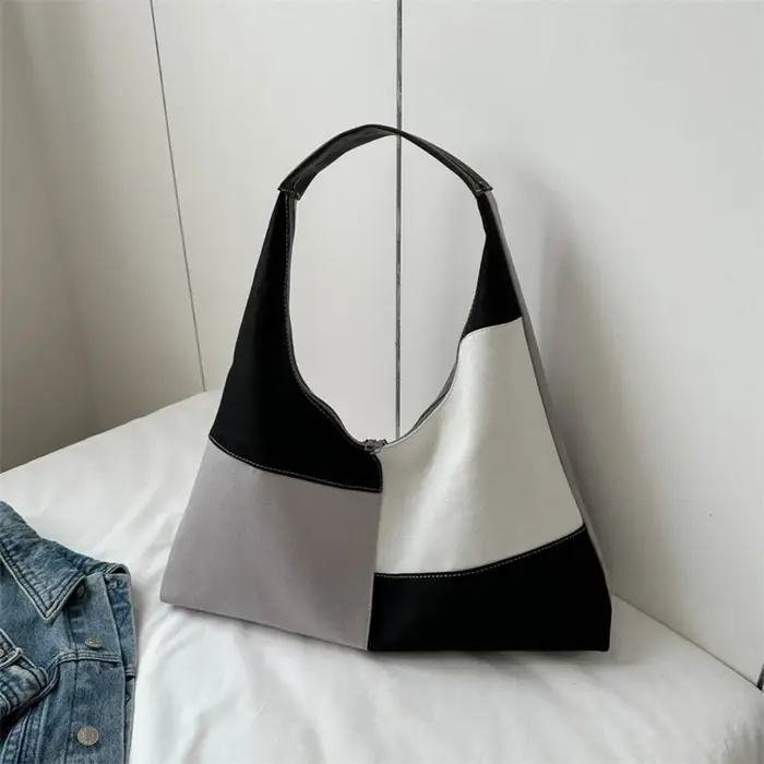 Hobo sacs pour femmes multicolore épissure sac à bandoulière grande capacité décontracté toile