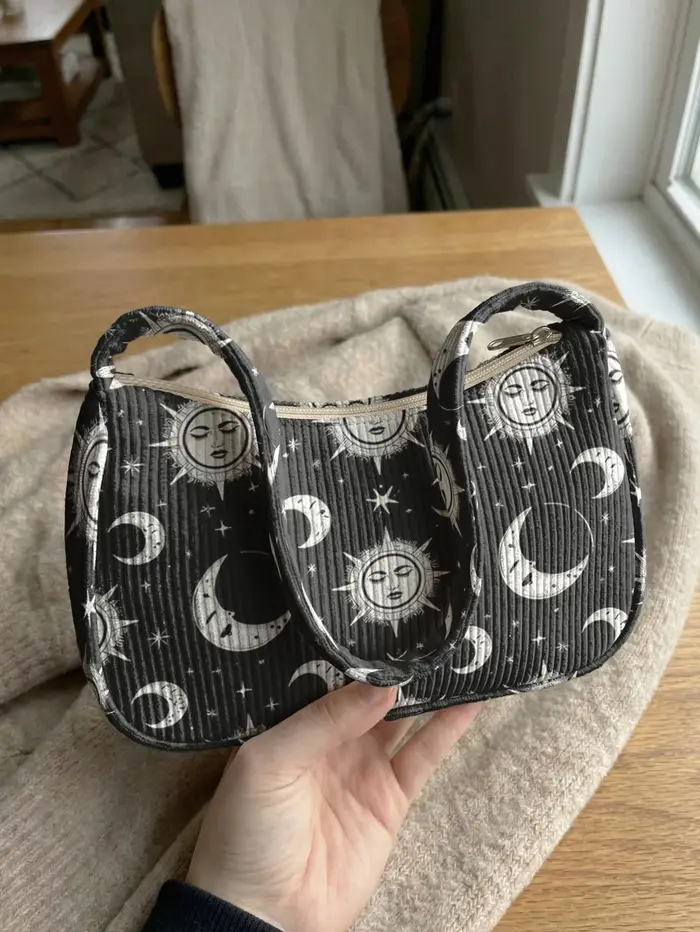 Sac à bandoulière tendance imprimé soleil et lune