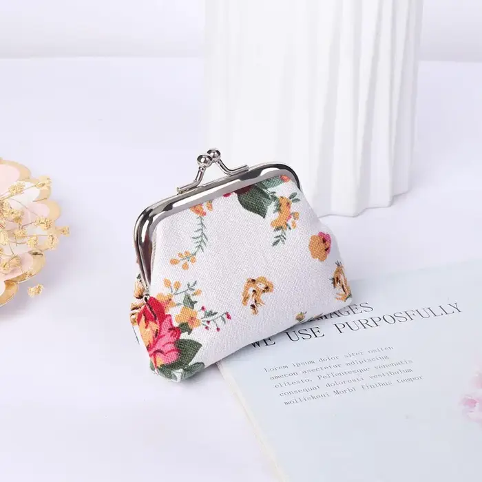 Floral femmes Vintage fleur rétro Mini petit portefeuille pochette porte-monnaie porte-carte de crédit