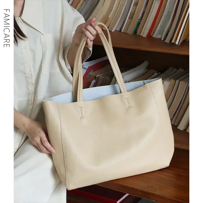 Sac à Main en Cuir group pour Femme, Fourre-Tout Décontracté, Simple, Sous les Bras, Grande Capacité