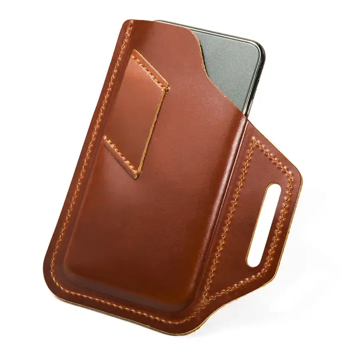 Étui en cuir véritable pour téléphone en poudre