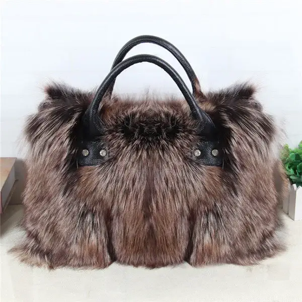 Sac à Main en Fourrure de Renard group pour Femme, Sacs à Bandoulière, Sac à Main en Fourrure Décont
