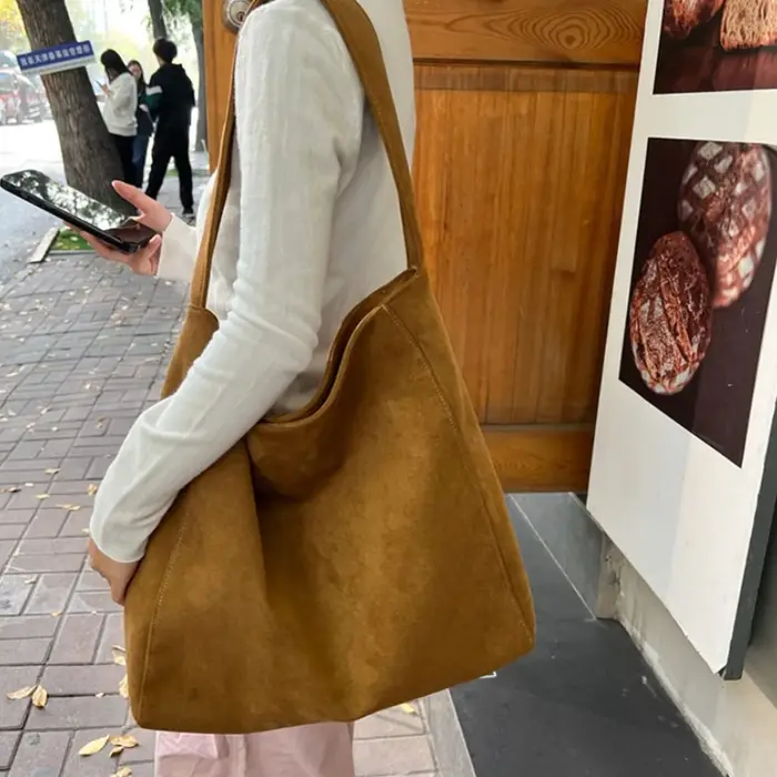 Sac fourre-tout en daim pour femmes automne hiver givré décontracté grande capacité sacs à bandoulière de transport