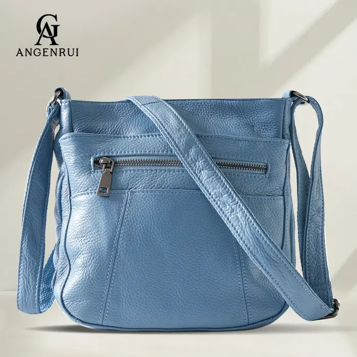 ANGENGRUI nouveau sac pour femme en cuir véritable décontracté une épaule sac à bandoulière multi po