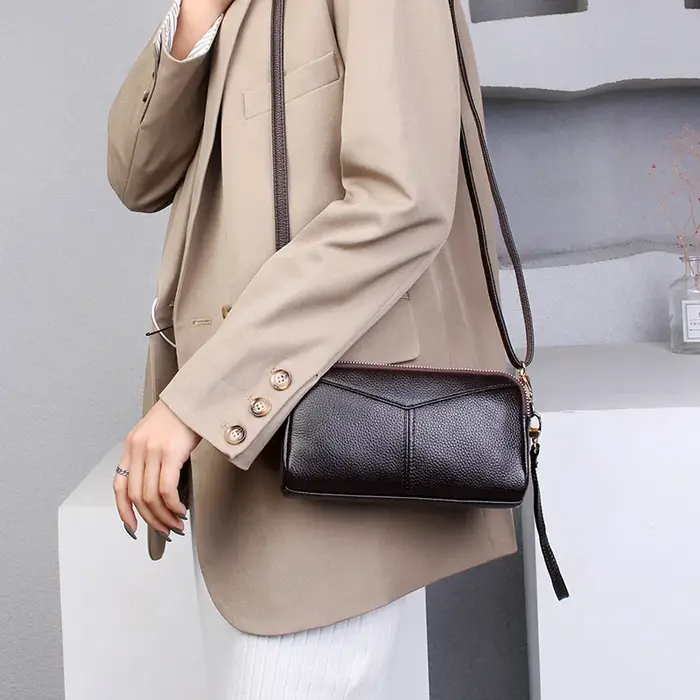 Petit Sac à bandoulière Main 100% cuir véritable pour femmes