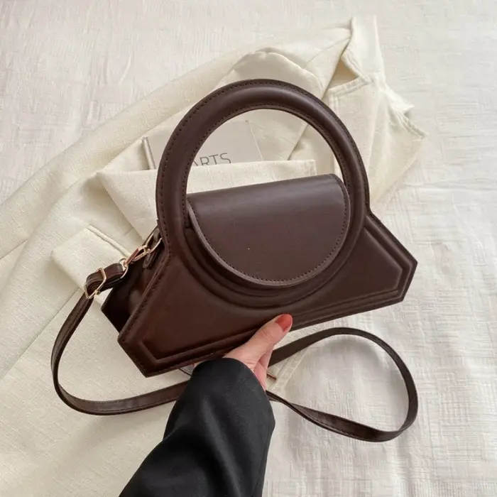 Sac fourre-tout élégant en cuir PU de couleur unie