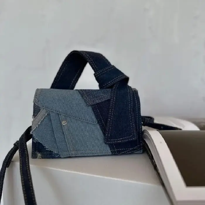 Sac à bandoulière en Denim bleu de couleur contrastée pour femmes