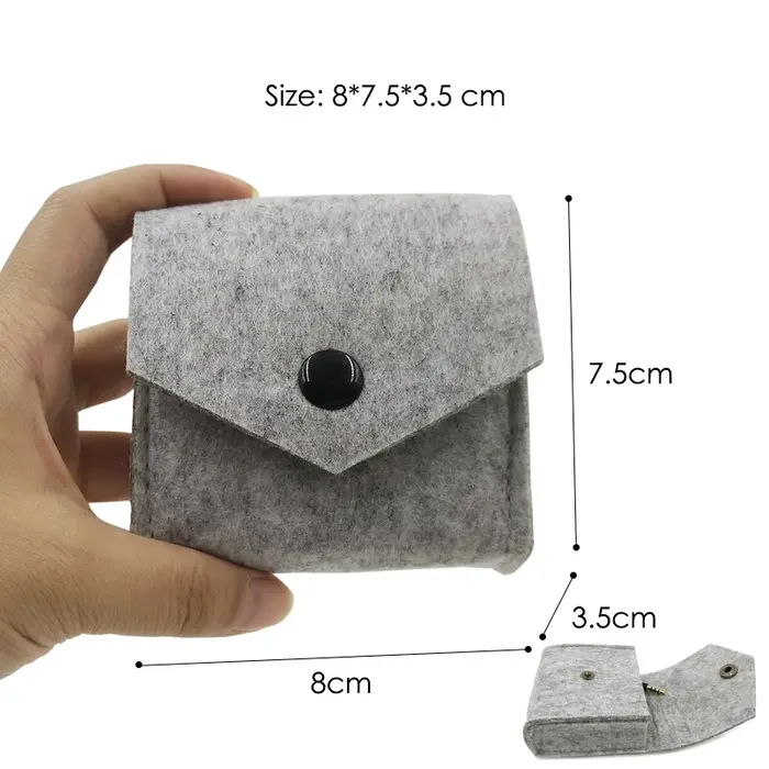 Nouveau sac de rangement en feutre de mode, Mini pochette de couleur gris vert pour batterie externe