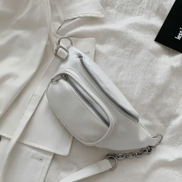 Sacs banane en PU, sac de poitrine en cuir PU de couleur unie pour femme