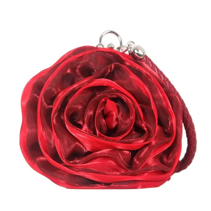 Pochette de mariage en soie pour femmes avec fleur de camélia