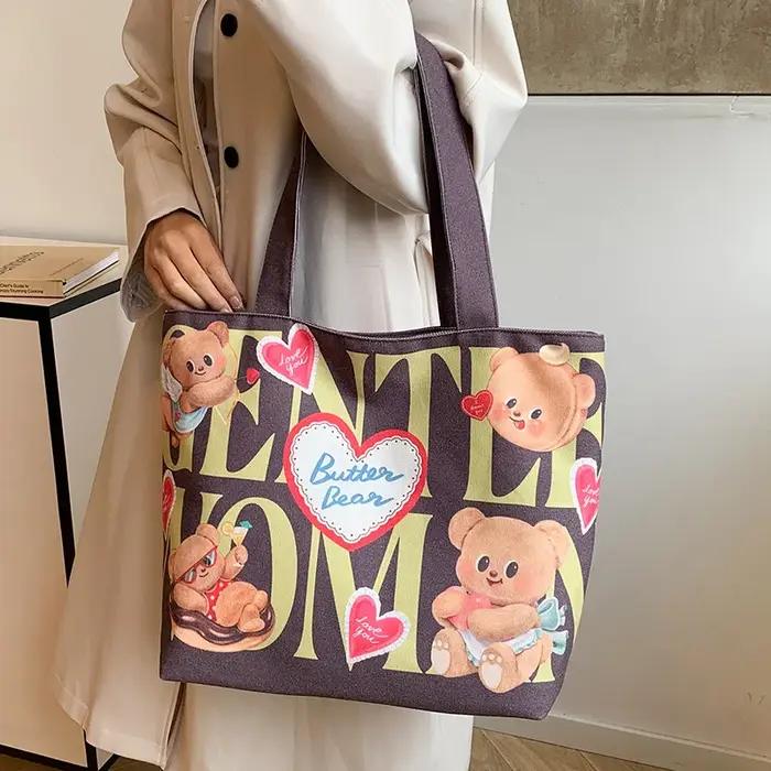 Sac fourre-tout en toile Butter Bear pour femme