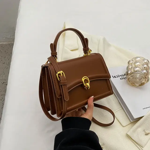 Sac à bandoulière en cuir PU marron/café pour femmes