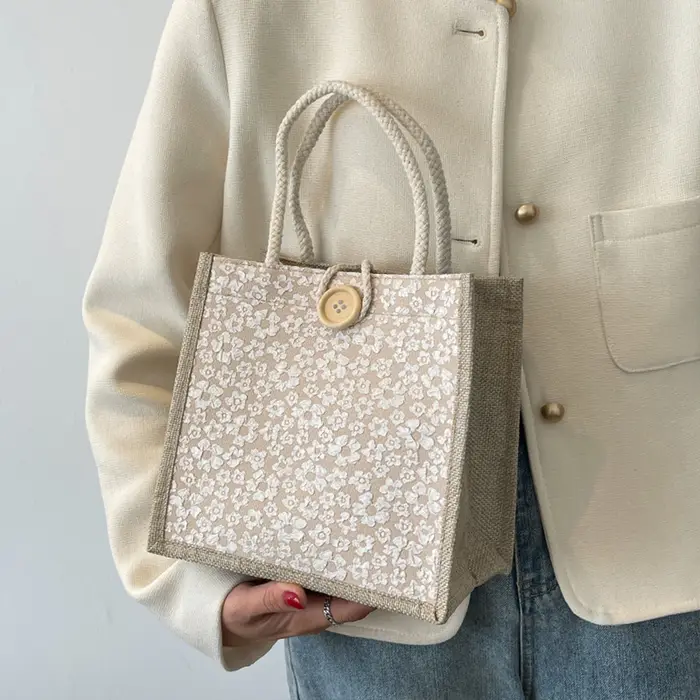 Sac fourre-tout en lin de style japonais pour femmes