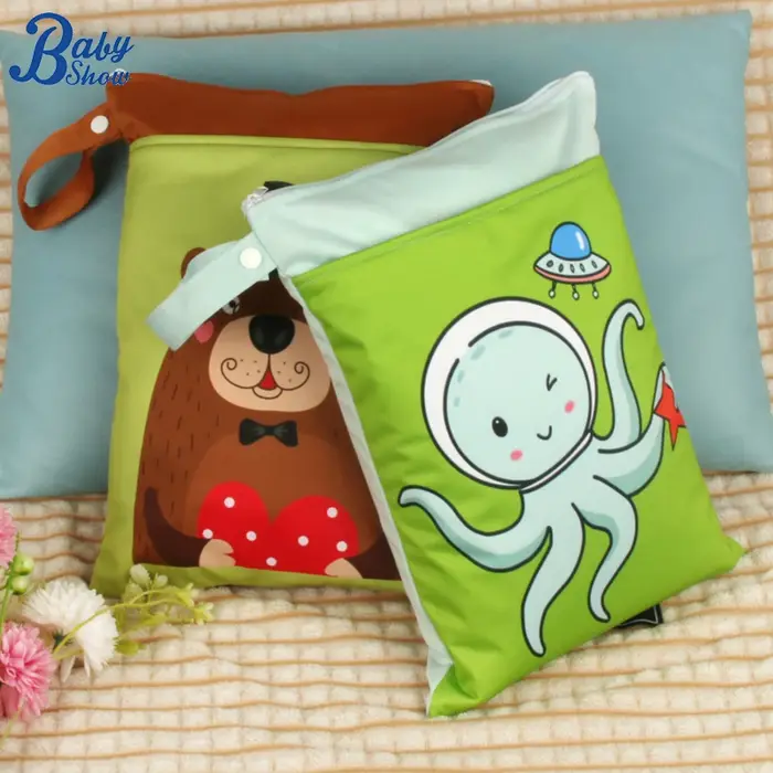 Sac à couches réutilisable imperméable à l'eau avec deux fermetures à glissière