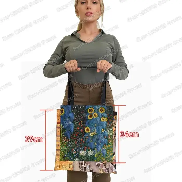 Vintage peinture baiser/poil d'eau fourre-tout femmes sac à main Monet/Gustav Klimt toile sac à bandoulière pour voyage sacs à provisions cadeau