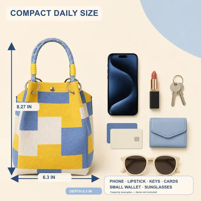 Mini sac seau tricoté pour femme