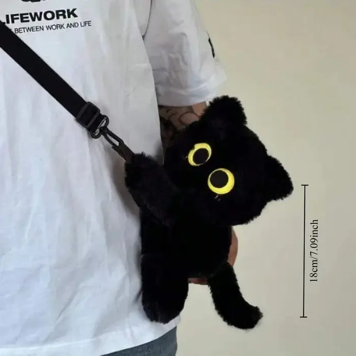 Sacs à dos chat noir, poupée chaton à grands yeux