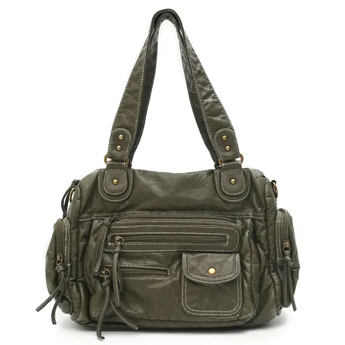 Sac à Bandoulière Vintage Unisexe en Cuir PU Délavé pour Femme
