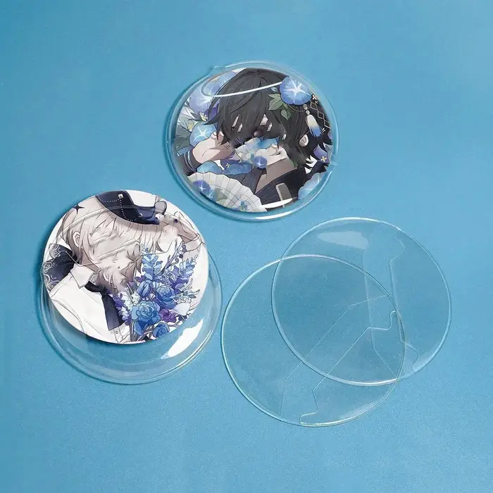 Protecteur de Badge Ita, 5 pièces, étui à épingles, Anime, manchon d'affichage de Badge Transparent, manchon de protection de Badge rond en PVC, affichage de marchandises