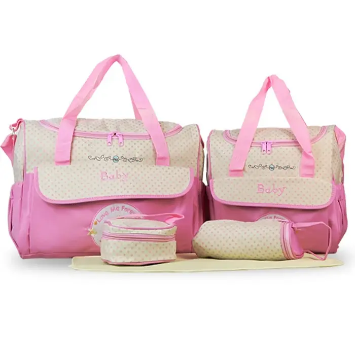 Sac à couches pour bébé grande capacité, ensemble de 5 pièces, sac de rangement pour couches de bébé