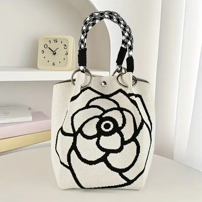 Sac à main tricoté à fleurs pour femmes