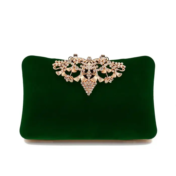 Sacs à main vintage élégants pour femmes, pochette de soirée en velours avec boucle dorée creuse, sac rectangulaire rouge pour événements, sacs verts