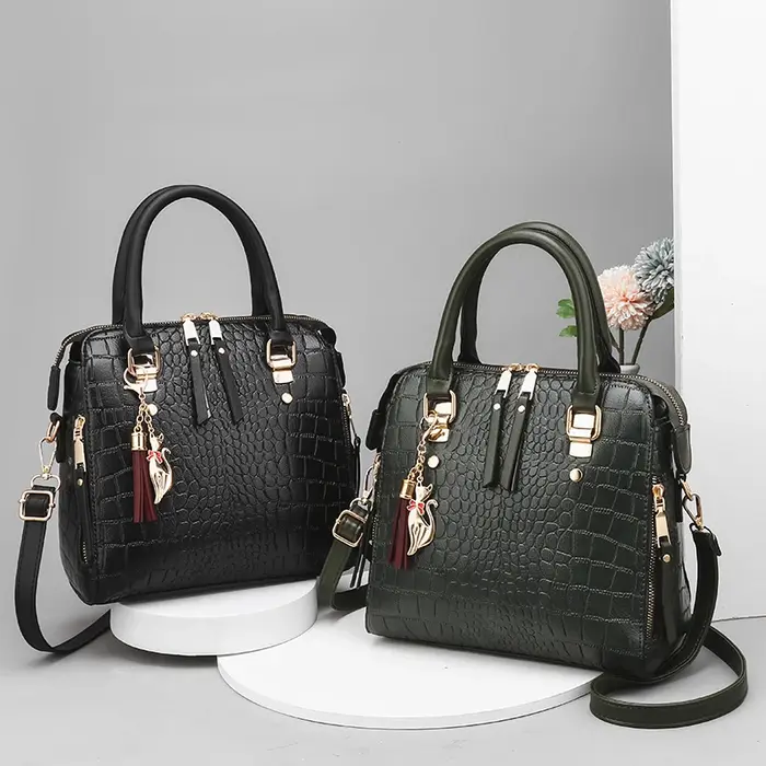 Luxueux sac à main fourre-tout en relief crocodile – Sac